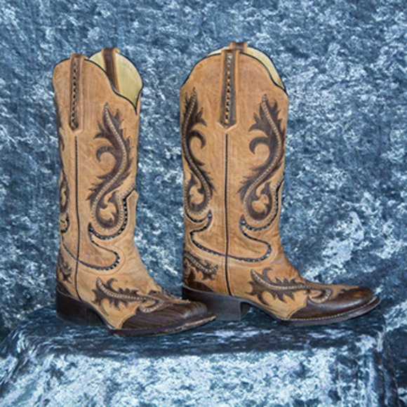 Corral Square Toe Cowboy Boot Brown & Tan 10 - Picture 7 of 15